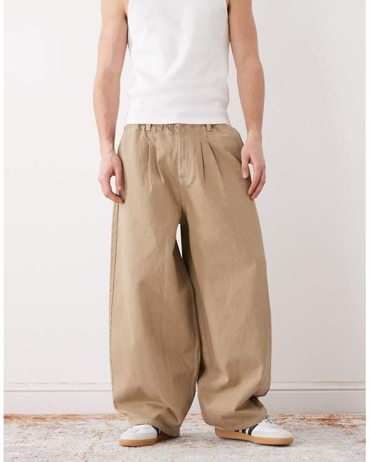 Collusion Natural Xl Balloon Pull On Pleated Pants for men