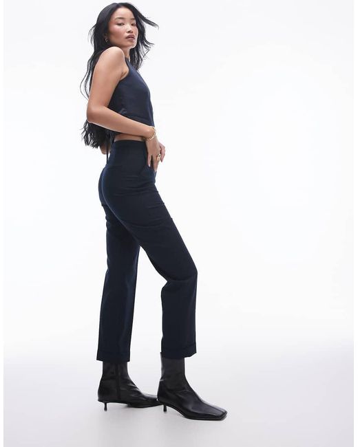 Pantalones De Traje De Corte Slim De (Parte De Un Conjunto) Mango de color Blue