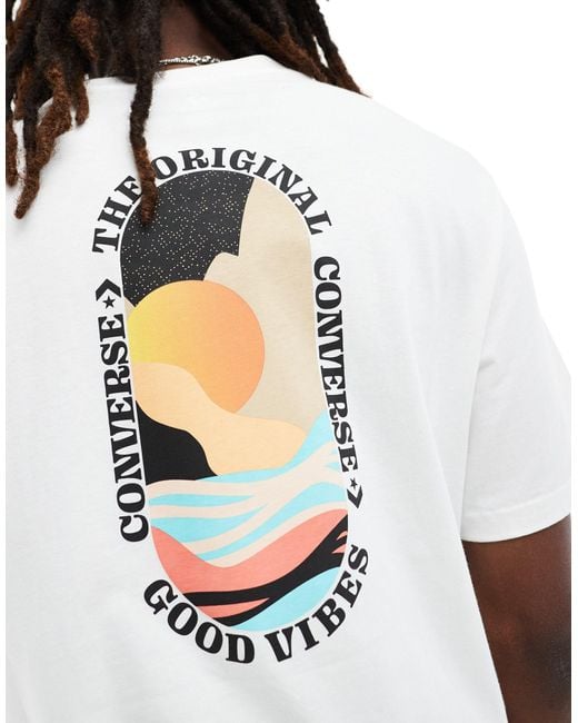 Converse – t-shirt mit sonnenuntergangsmotiv in White für Herren
