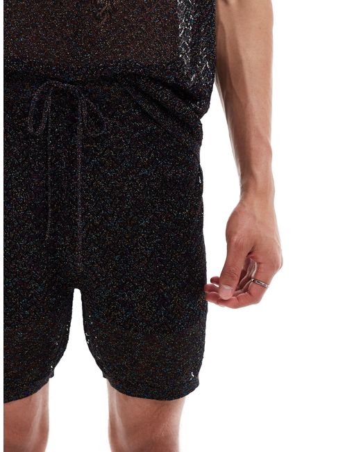 ASOS Black Co-ord Knitted Shorts for men
