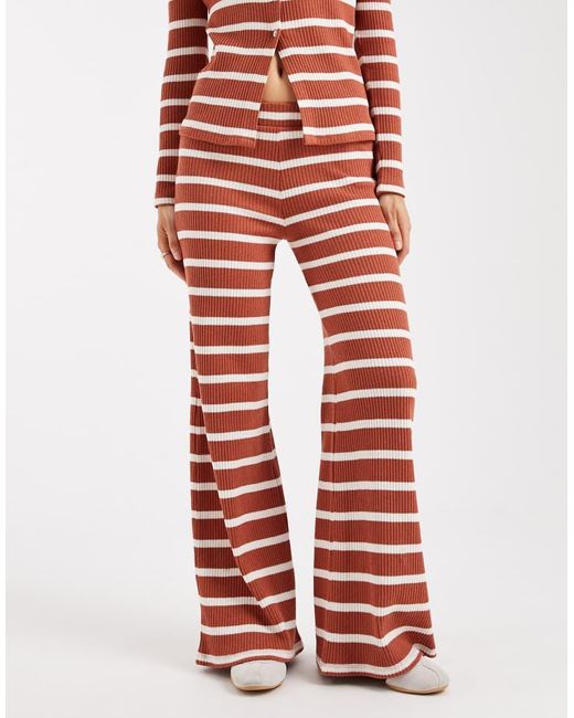ASOS Red Ribbed Straight Leg Pants