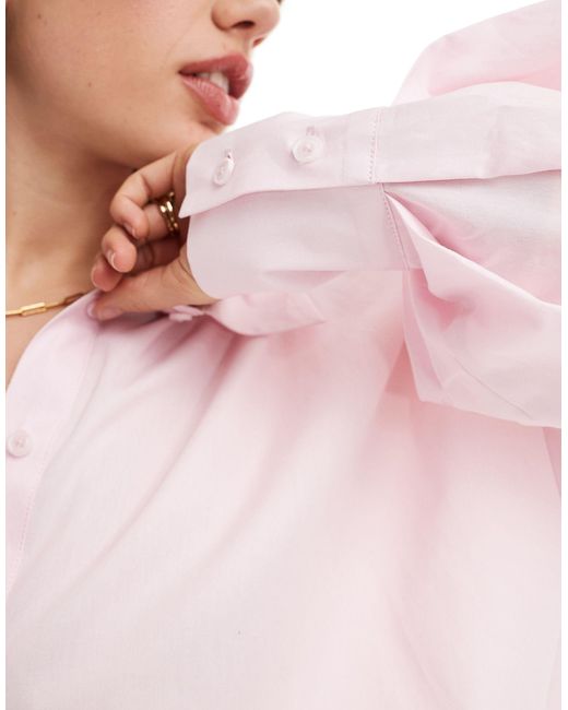 ASOS White Ultimate Boyfriend Mini Shirt Dress With Volume Sleeve