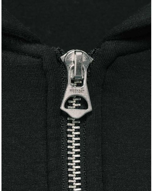 Weekday Black Scuba-style Fabric Zip Up Hoodie for men