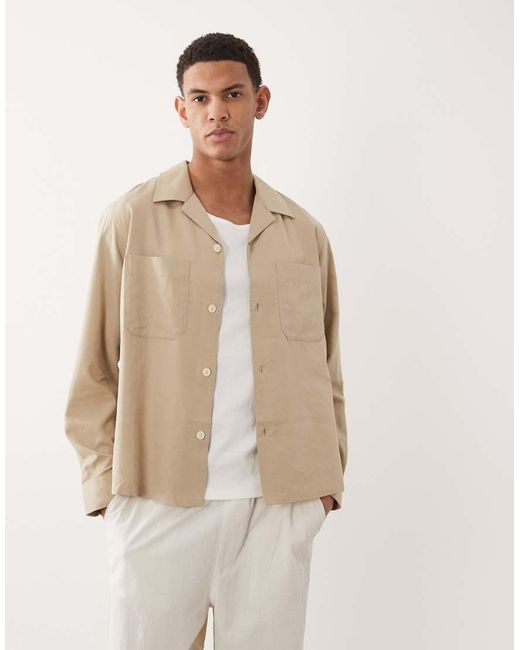 Mango Natural Cotton Mix Button Up Lightweight Shacket for men
