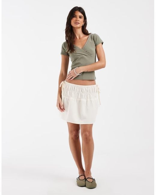 Hollister Green V Neck Wrap Front Top