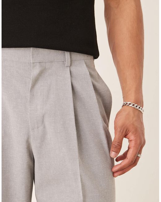 Pantalon d'ensemble ample habillé aspect lin à double pince ASOS pour homme en coloris Natural