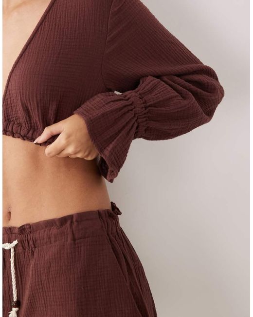 ASOS Brown Off Shoulder Top Co-ord