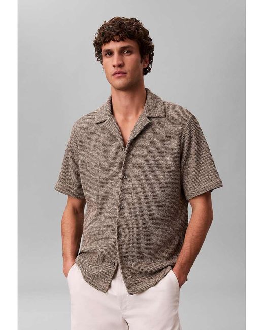 Calvin Klein Gray Textured Knit Short Sleeve Shirt for men