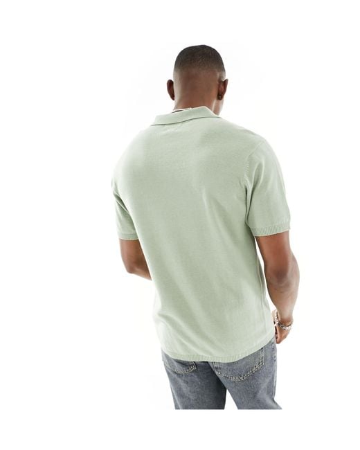 Another Influence Green Knitted Zip Polo for men