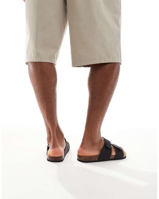 Threadbare Brown Faux Suede Two Strap Sandals for men