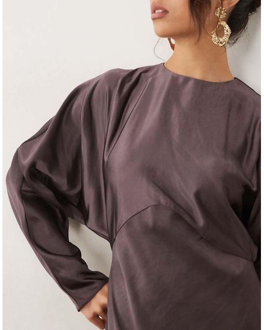 ASOS Green Satin Batwing Maxi Dress