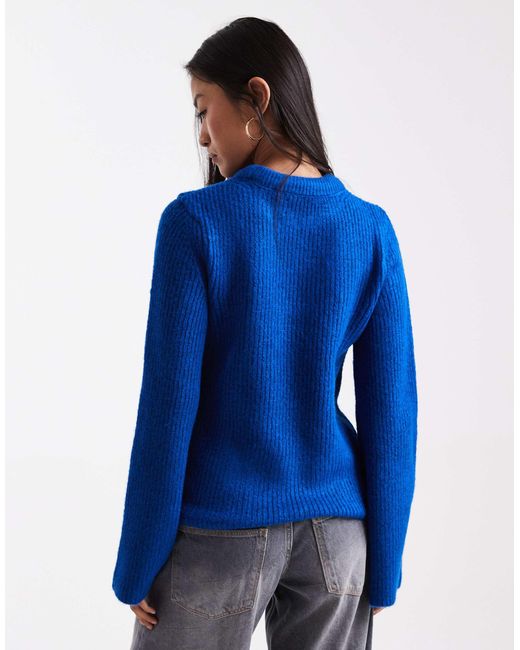 ASOS Blue Crew Neck Jumper With Bell Sleeves