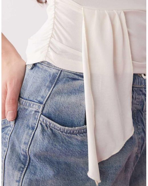 Motel Natural Neida Slinky Scoop Neck Drape Top