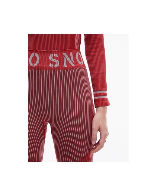 TOPSHOP Red Sno Ski Seamless Base Layer Ribbed leggings