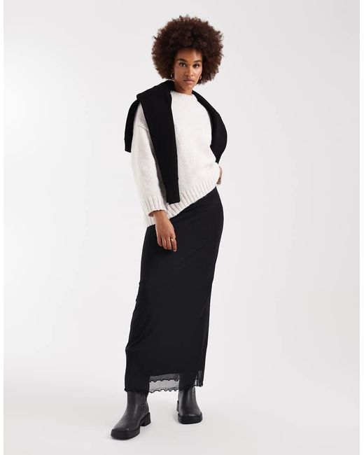 ASOS White Asos Design Tall Mesh Midi Skirt