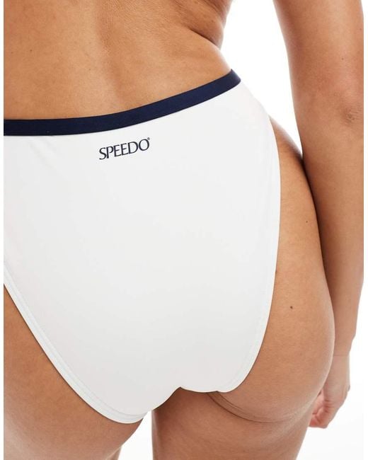 Speedo White Swimsuit Solid Bound Cut Out Swimsuit