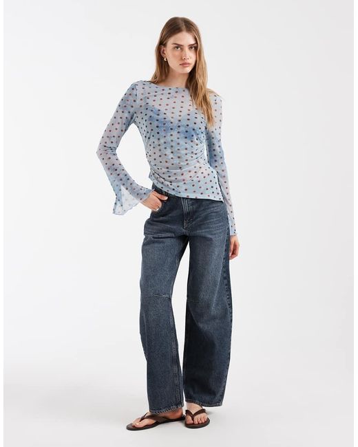 BRONZE SNAKE Blue Sheer Asymmetric Top