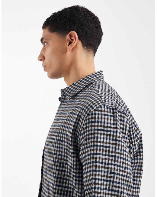 ASOS Gray Boxy Oversized Plaid Shirt for men