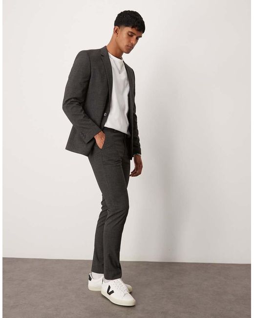 Pantaloni Da Abito Skinny Con Texture Sale E Pepe di ASOS in White da Uomo