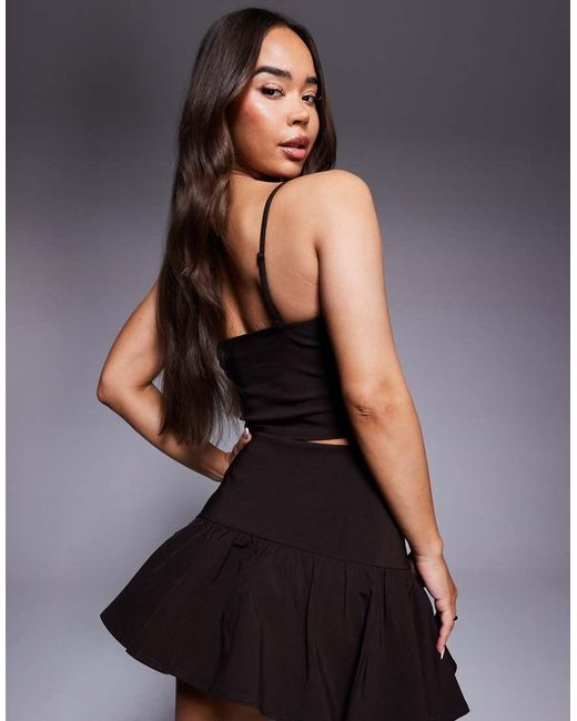 ASOS Black Bengaline Corset Cami Top With Ruched Bust Detail