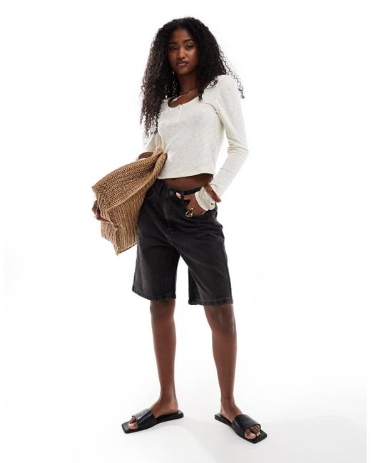 ASOS Black Denim Bermuda Shorts
