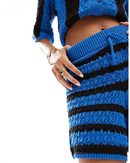 ASOS Blue Crochet Knitted Short Co-ord
