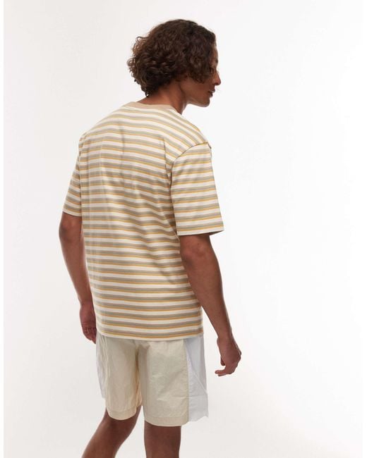 Solar - t-shirt rayé à logo - beige Parlez pour homme en coloris Natural