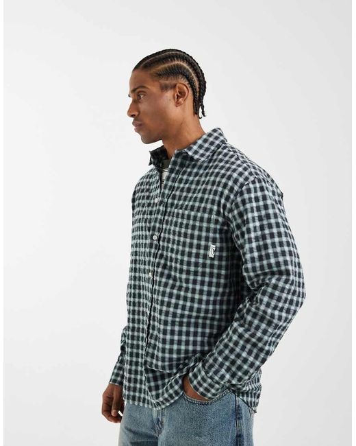 DOUBLE A by WOOD WOOD Blue Cotton-rich Cooper Long Sleeve Shirt for men