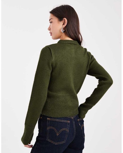 ASOS Green Fluffy Neat Fit Knitted Cardigan