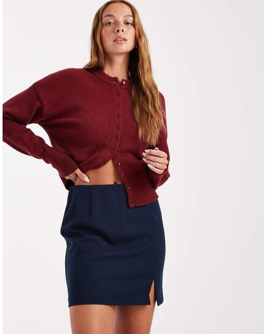 Object Elegante Mini Rok Met Inkeping Aan De Voorkant in het Blue