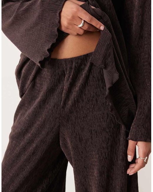 Aware Natural Velvet Plisse Wide Leg Trouser Co-ord