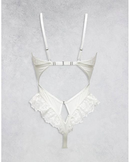 Ann Summers White Boudoir Tease Bridal Crotchless Bodysuit Teddy