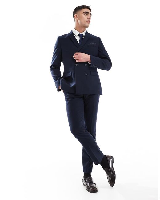 French Connection Blue French Connection Double Breasted Formal Suit Jacket for men