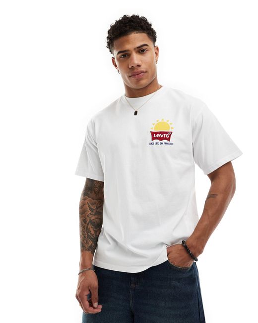 T-shirt bianca con stampa di sole e logo al centro e sul retro di Levi's in Blue da Uomo