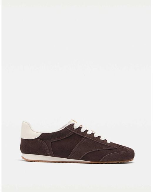 Stradivarius Brown – sneaker aus weichem leder