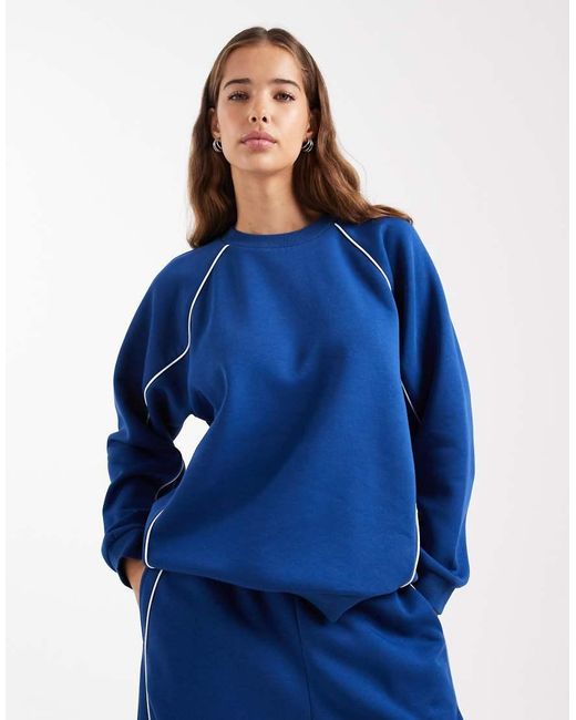 Felpa Sportiva Color Cobalto Con Profili A Contrasto di Collusion in Blue