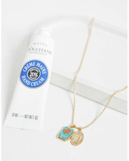 ASOS Metallic Enamel Rose And St Chris Double Pendant Necklace for men
