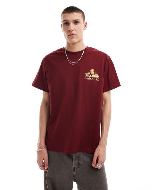 T-shirt oversize avec imprimé logo et léopards au dos - bordeaux Reclaimed (vintage) pour homme en coloris Red