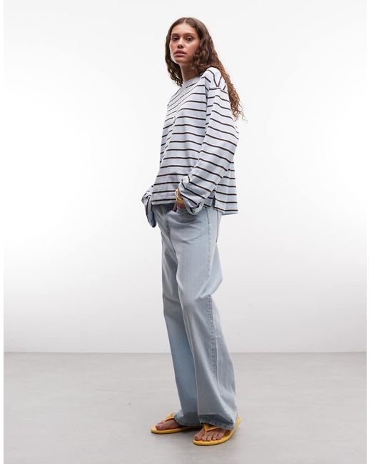 Monki White Boxy Long Sleeve Top