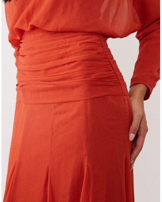ASOS Chiffon Shirred Waist Panel Godet Maxi Dress