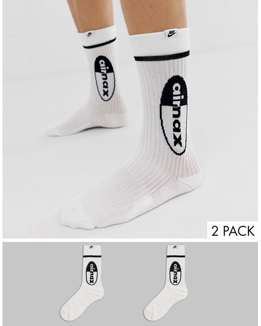 Chaussettes mi-mollet Air Max (2 paires) Coton Nike pour homme en coloris  Blanc | Lyst