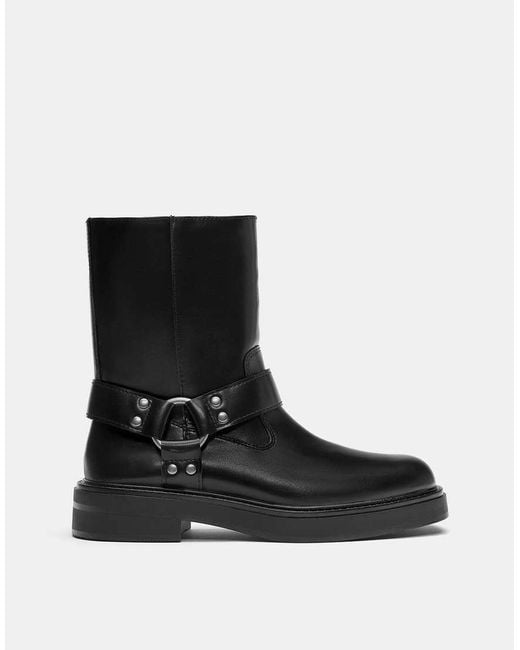 Pull&Bear Black Chelsea Biker Boots for men