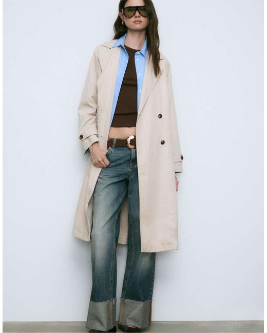 Stradivarius Natural Trench Coat With Belt