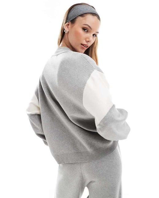 4th & Reckless Gray X Felicia Wedin Apres Ski Fourth 1850 Logo Knit Contrast Sleeve Jumper Co-ord
