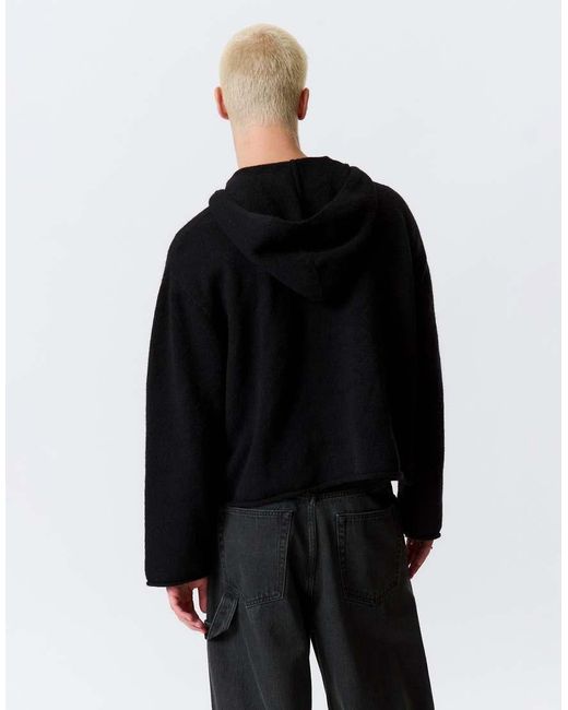 Weekday Black Wool Blend Slouchy Fit Knitted Hoodie for men