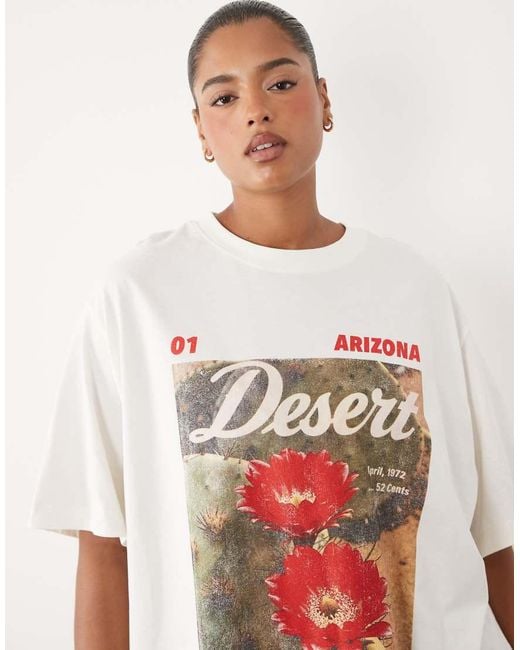 ASOS White Asos Design Curve Oversized T-shirt With Arizona Desert Graphic