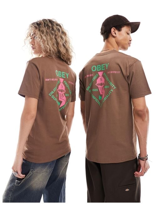 T-shirt unisexe à manches courtes et motif spiritually rich - marron Obey en coloris Brown