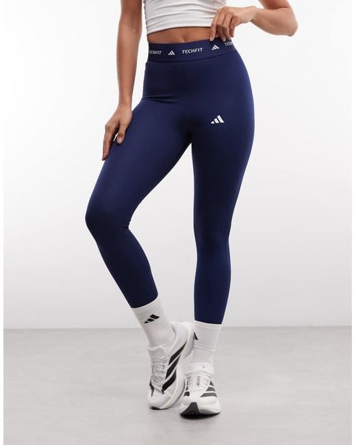 Adidas Originals Blue Adidas Training Techfit 7/8 Leggings