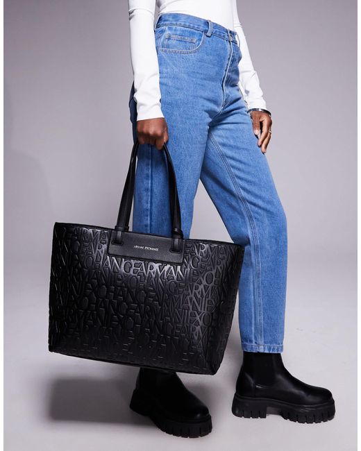 Sac à main motif logo ARMANI EXCHANGE en coloris Blue