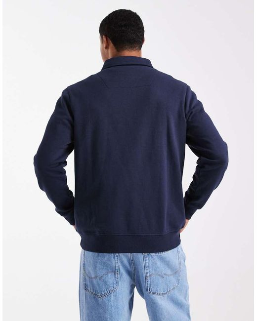 Threadbare Blue 1/4 Zip Fleece Sweatshirt for men